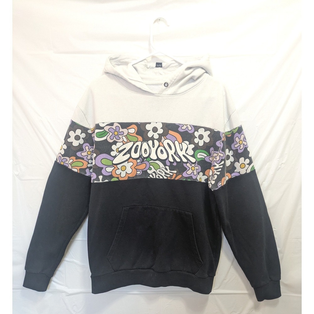 Zoo York Hoodie Mens M Black Graphic Skate Streetwear Pullover Hooded Sweatshirt